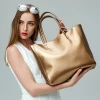 2021 Popular shopping bag tote shiny red genuine leather bag luxury handbags