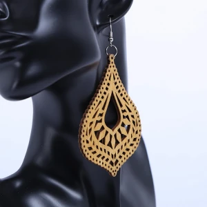 2021new earrings trend Set  Drop Palm pattern Afrocentric Geometric Wood Earring Jewelry