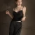 Import 2023 Autumn Sexy V Swing Neck Pajama Set Womens Silk Slit Sling Nightgown Tempting and Interesting Thin Home Clothes from China