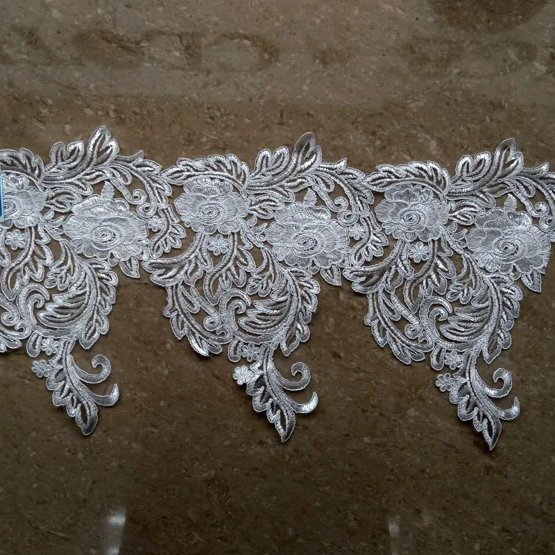 23 cm tulle mesh polyester fancy flower lace trim for bridal veil