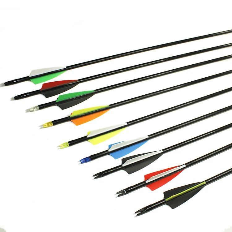 30Inch Archery Fiberglass Arrows Spine 500 Hunting Arrow Replacement Screw-In Broadhead Target Practice for Recurve Bow Compoun
