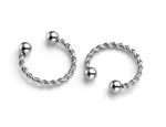 316 Surgical Steel G23 Non-Piercing Twist Clip On Faux Nose Septum Cliker Cartilage Helix Hoop Rings