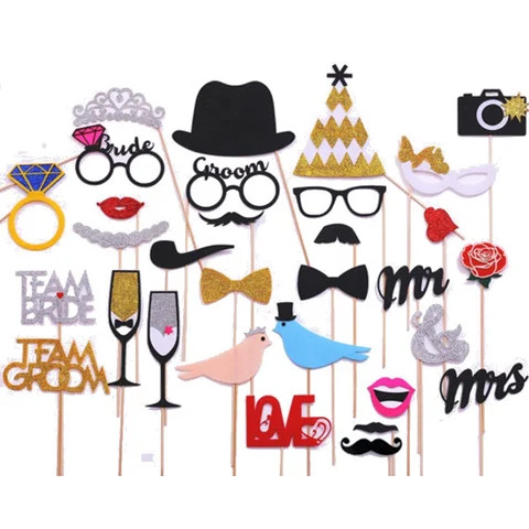 Buy 31pcs Wedding Party Photo Booth Props Kit Bridal Shower Party Favor ...