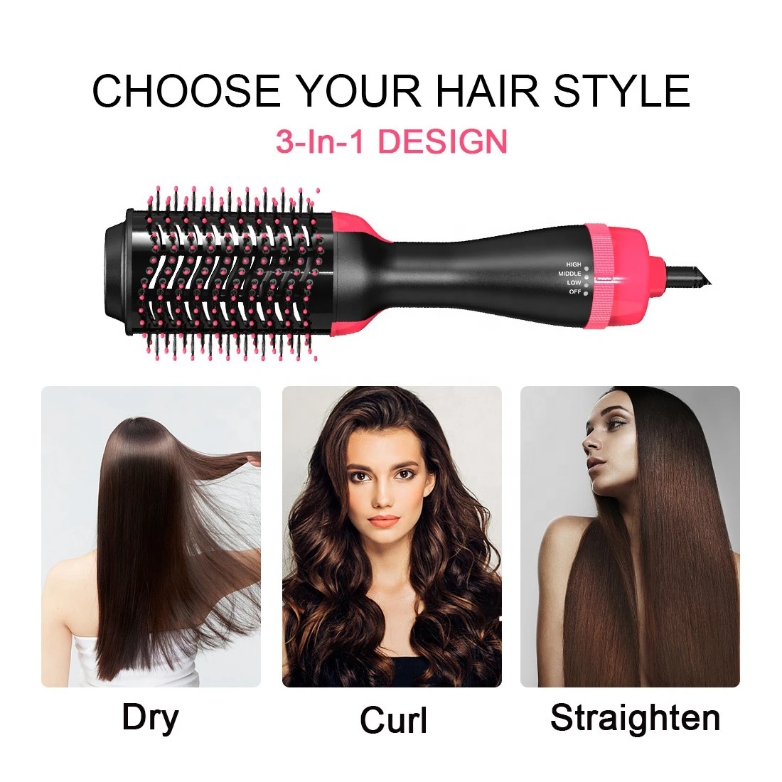 4c hair blow dryer brush Hot Air Comb Electric Hair Straightener Flat Iron Brush 5 in 1 hair dryer brush