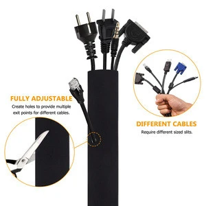 50cm DIY Neoprene Wire Organizer Flexible Cable Management Sleeve with Zipper