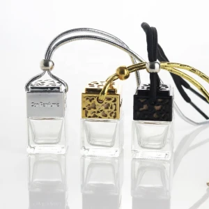 5ml Mini empty square car diffuser bottle car perfume bottle hanging wooden lid (CG21)
