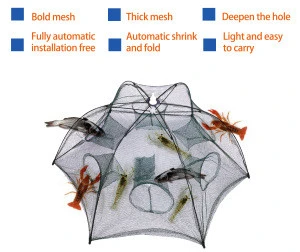 6 hole Fish Shrimp Minnow Crab Baits Cast Mesh Trap  Fishing Shrimp Automatic Trap Fishing Net
