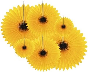 6-Piece Sunflower Theme Decorations custom tissue paper Fan for Party Supplies