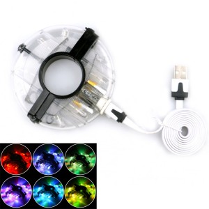 7 Colors LED Colorful USB Rechargeable Bike Wheel HUB Lights, Bicycle Spoke Lights for Safety Warning and Decoration
