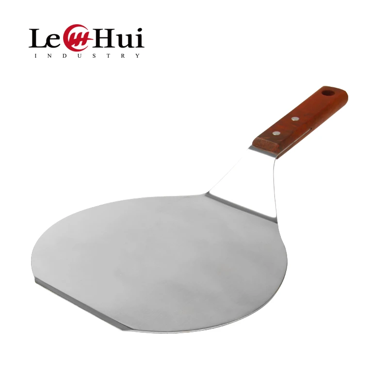 7 Inch Round Wood Handle Stainless Steel Blade Shovel Paddle Turner Spatula Pizza Peels