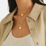 8 ONEYIDA Fashion Necklace toggle clasp zircon moon star heart pendant gold plated sterling silver paperclip chain necklace