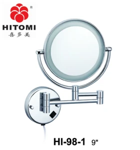 9 Inch Wall Mounted Shaving Mirror With Led Light 3X  Round Magnify Makeup Mirror Bath Mirror