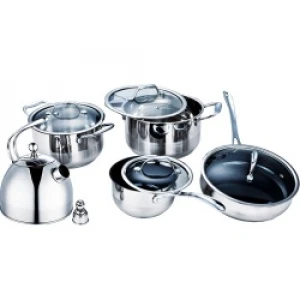 9 pcs cooking pots and pan set cookware set with whistling kettle