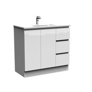 900 mm commercial single bathroom vanity and ceramic basin sink set floor mount plywood material wooden white cabinet