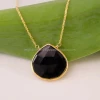 925 Sterling Silver Black Onyx Gemstone Gold Vermeil Pendant Necklace Handmade Indian Jewelry