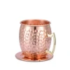 Amazon Hot 100%Pure Copper Party Cup Brass Handle moscow mule copper mugs set of 4