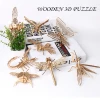 Amazon hot selling wooden 3D laser-cut natural insect butterfly /grasshopper /deetle puzzle for kids