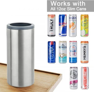 Amazon Product Stainless Steel Can Cooler 12 Oz Slim Can Holder Double Wall Insulated Skinny Can Insulators