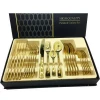 Amazon Top Seller 4 pcs silverware Stainless Steel 24 pcs Spoon Cutlery Set gold flatware For Weeding GIft