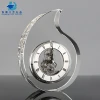 Attractive Clear Crystal Mechanical Office Clock Customized Engraved Desk Clock