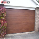 Automatic wooden look skin sectional steel garage door