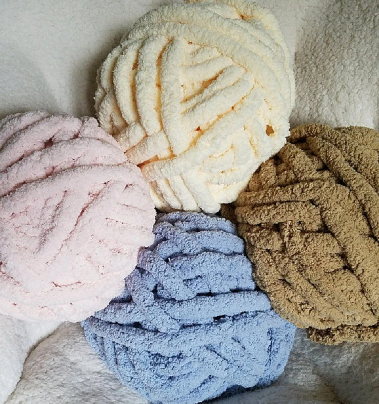 Baby Blanket Yarn DIY Chenille Yarn 2CM Chunky Wool Yarn for Crochet Knitting and Crafting
