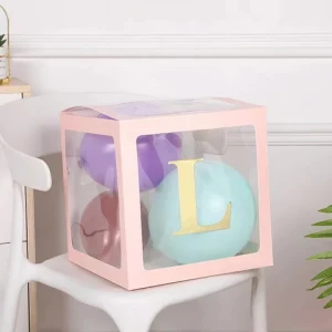 Baby Boxes with Letters for Baby Shower Gold Clear Block Box Transparent Balloon Boxes Birthday Party Decoration