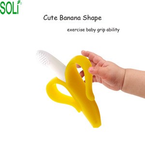 Baby Non-toxic food grade soft rubber molar Banana Silicone teether