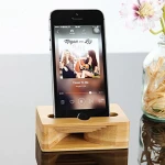 bamboo desktop cell phone stand mobile phone holder with natural sound amplifier