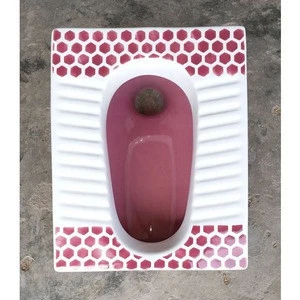 Bathroom sanitary ware product manufacturer cheap modern Asian squat toilet pan red double color design art wc orissa pan toilet