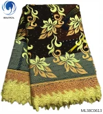 Beautifical Wholesale 100% cotton nigerian wax lace fabric ankara wax lace fabric guipure lace wax fabric ML38C0613