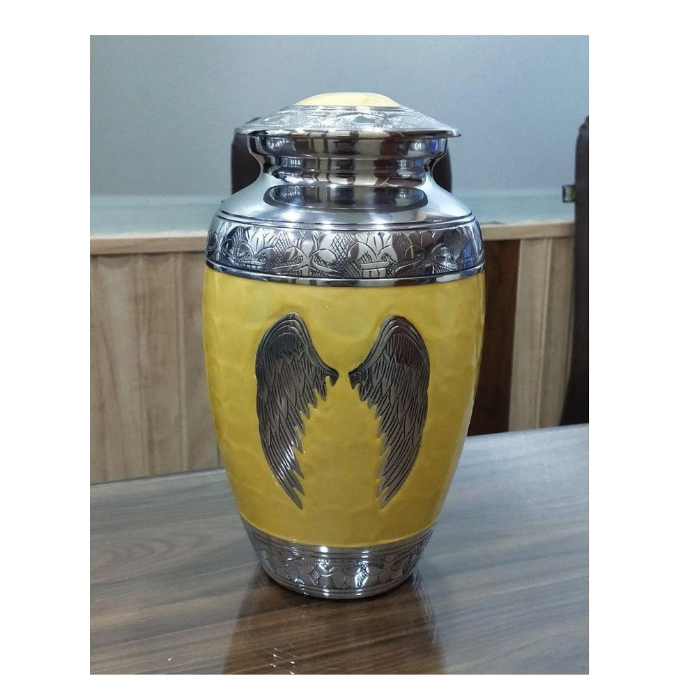 BEAUTIFUL SHINY NICKEL WINGS BRASS CREMATION URNS FUNERAL SUPPLIES