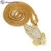 Best Selling Gold And Sliver Colors Chain Elegant Fashionable Hip Hop Jewelry With Handclaps Shaped Men Pendant Necklace