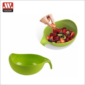 Best selling Haixing kitchen plastic multi-fuction Rice Pasta colander/strainer with handy 12607
