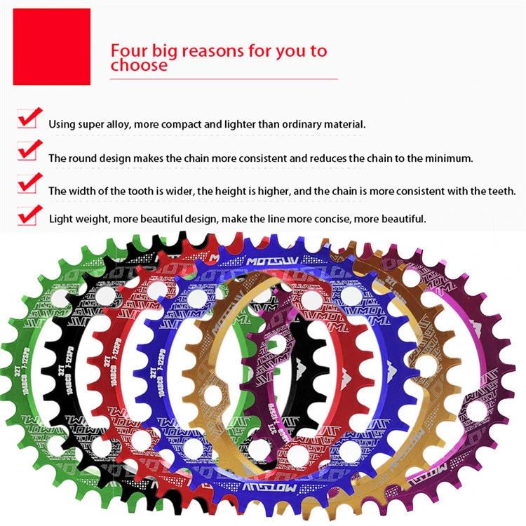 Bicycle Crank 104BCD Round Shape Narrow Wide 32T/34T/36T/38T MTB Chainring Bicycle Chainwheel Bike Circle Crankset Single Plate