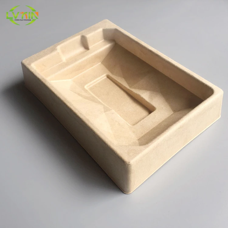 Biodegradable bamboo pulp box insert tray molded pulp packaging