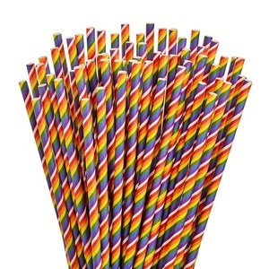 Biodegradable Drinking Paper Straw Rainbow Paper Straws Bar Accessory
