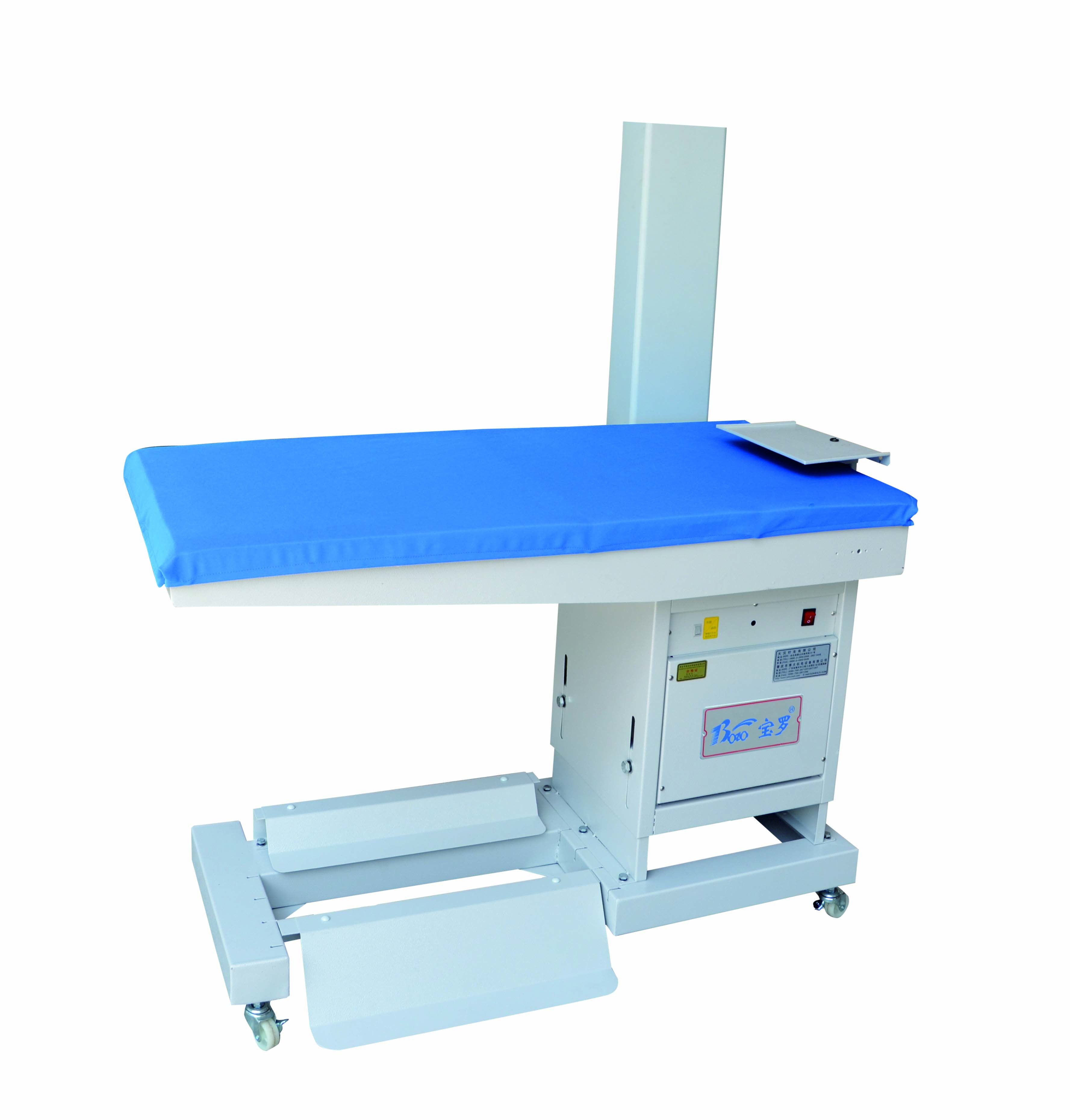 BL-VTS-AH-IH-L LEFT SIDE HEIGHT ADJUSTABLE  MIDDLE IRONING TABLE WITH UPWARD EXHAUST PIPE AND IRON HANGER