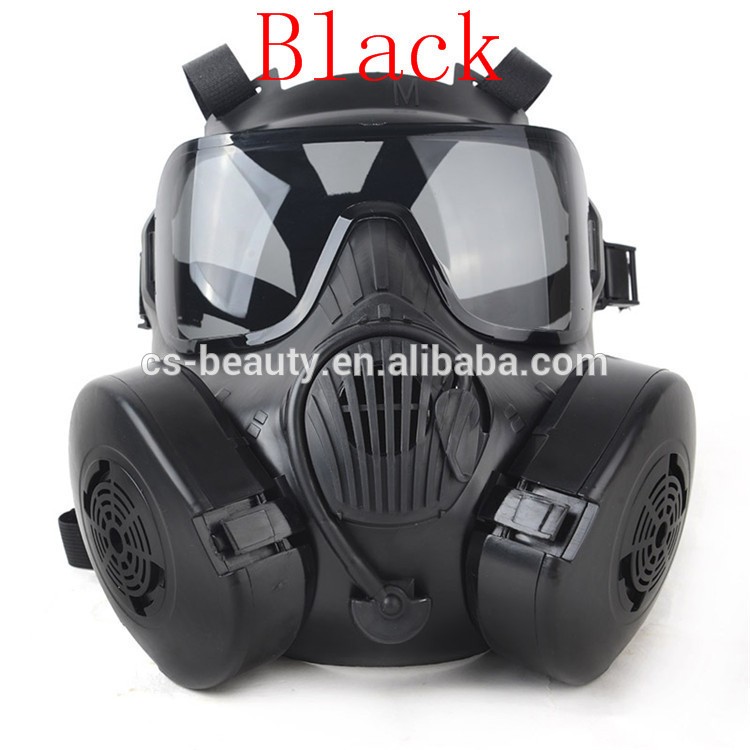 Black Color M50 Airsoft Mask Adults Tactical Paintball Full Face Skull Gas CS Mask With Fan 22.5*17.5cm