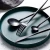 Import black Matt Heavy-duty Dinnerware tableware set Utensil titanium Flatware Set stainless steel cutlery from China