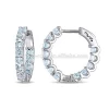 blue topaz stone fine jewellery light weight 14K white gold 585 jewelry hoop earring
