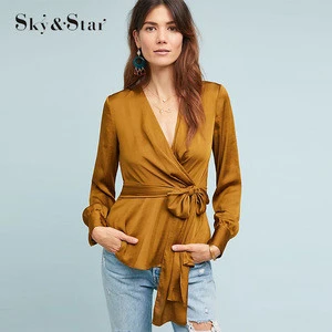 Blusas Femininas 2019 Women Shirt Chiffon blouse Tops  Formal Office Blouse With Tie-Front girls Blouse