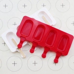 BPA free DIY silicone ice cream mold popsicle with wood stick 4 even ice popsicle mold