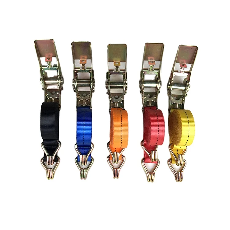 cargo and ratchet lashing belt tie down strap with double J hooks and with polyester webbing