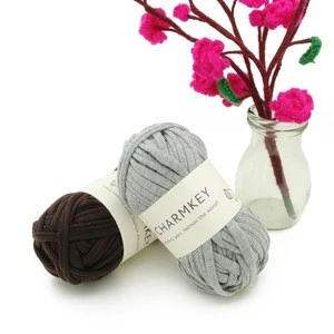 Charmkey hot sale super soft t shirt yarn crochet handbag  with Stock