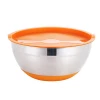 cheap colorful kitchen fruit metal stainless steel salad mixing bowls with lid and silicone bottom