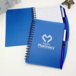 Cheap promotion custom korean school student pp plastic cover printed logo spiral notebook with pen