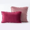 Cheap velvet pillow covers for home decor, pom pom pillow cover,45x45 18x18