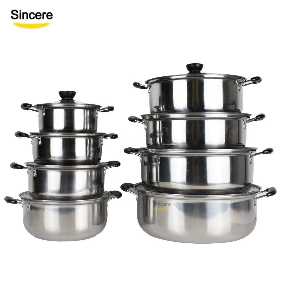 Cheaper price stainless steel stock pot cooking pot set kitchen cookware set