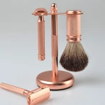 Classic Black Safety Shaving Razor Set with Black Badger Shaving Brush